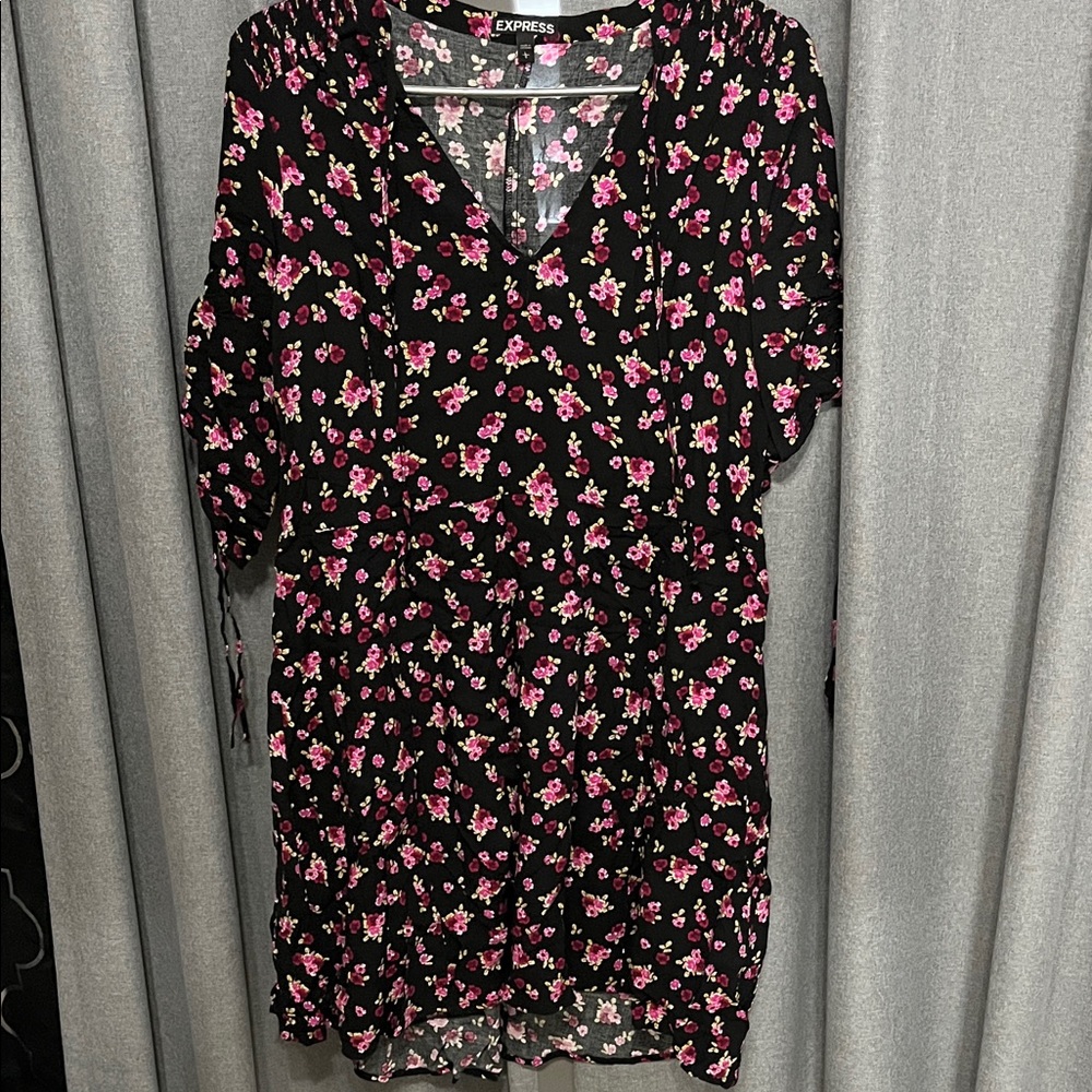 Express Black and Pink Floral Blouse